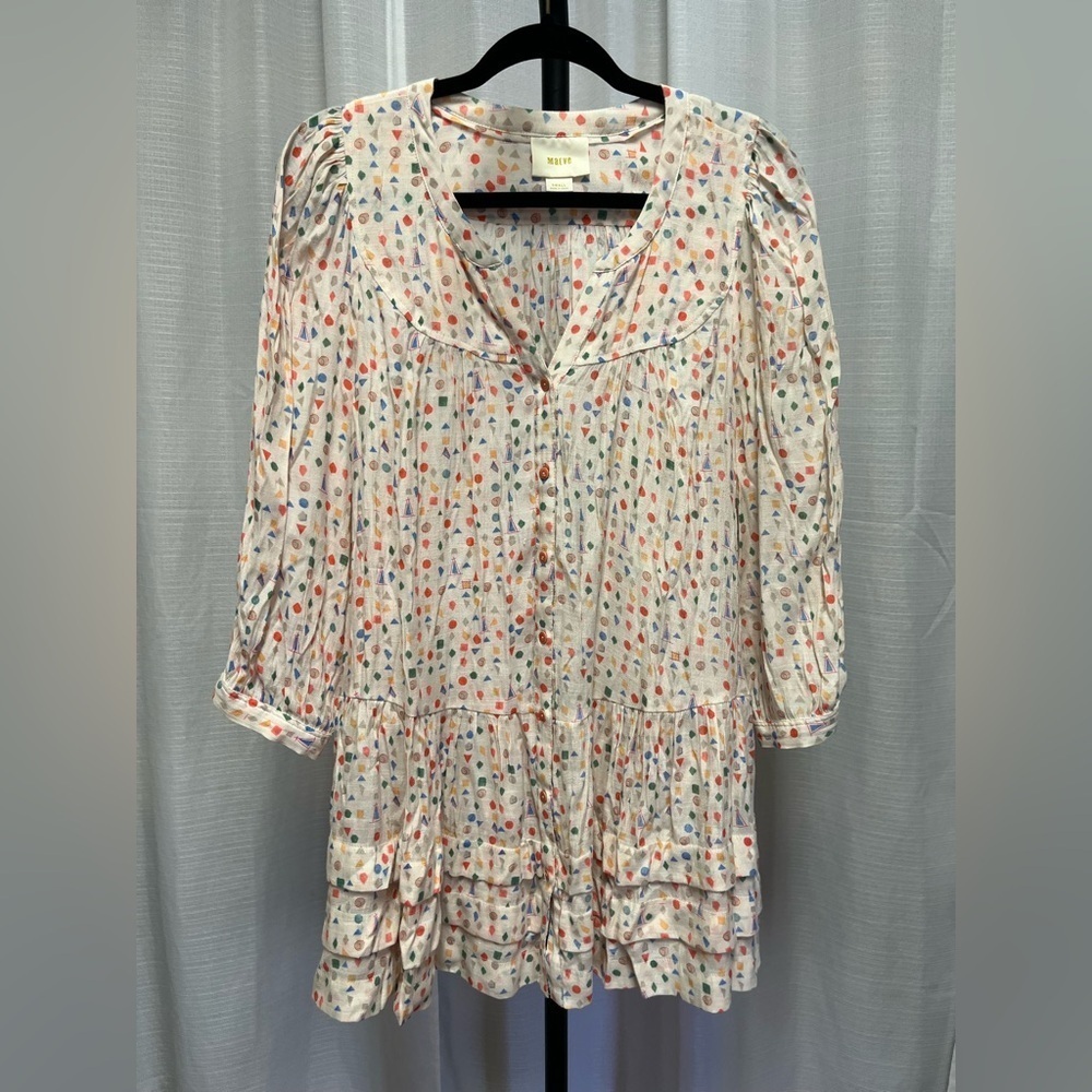 Maeve Anthropologie Paccia Button Down Tunic Top With Pockets | size Small